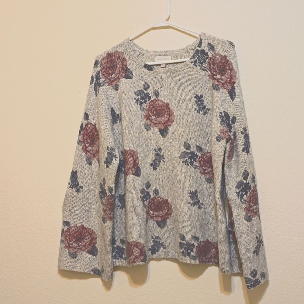 Lucky Brand Floral Pullover Sweater XL